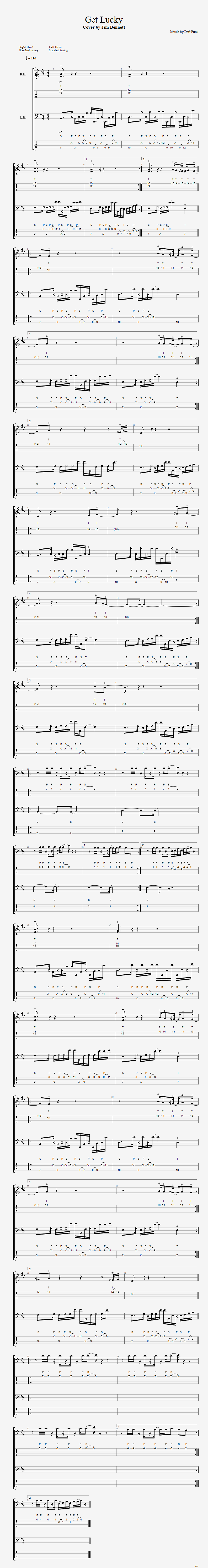 Get Lucky Bass Cover Tabs