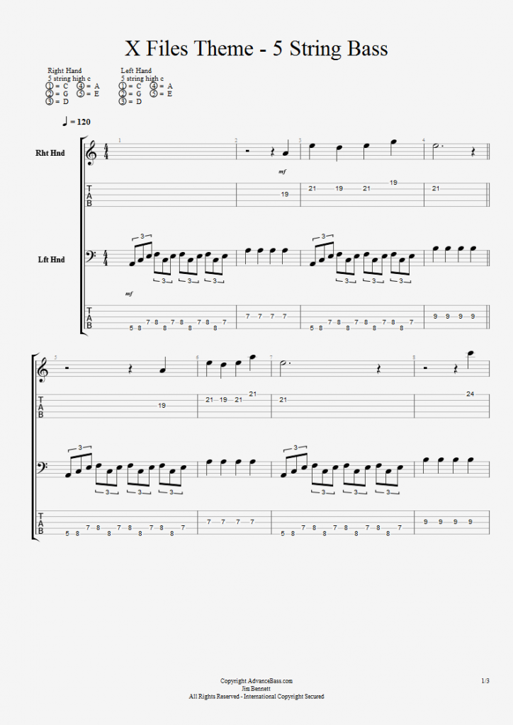 X Files Theme - 5 String Bass 1